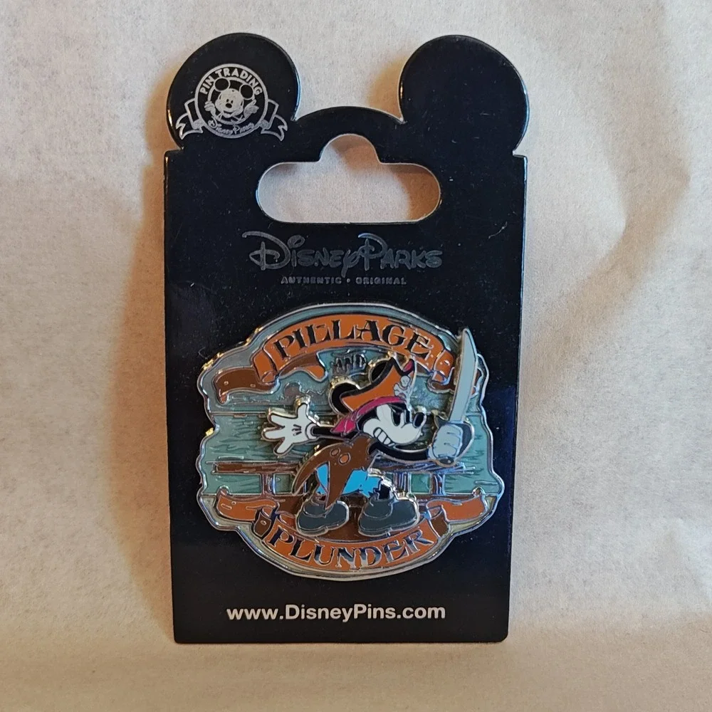 Disney Parks Mickey Mouse Pirate Red Brown Pillage and Plunder Enamel